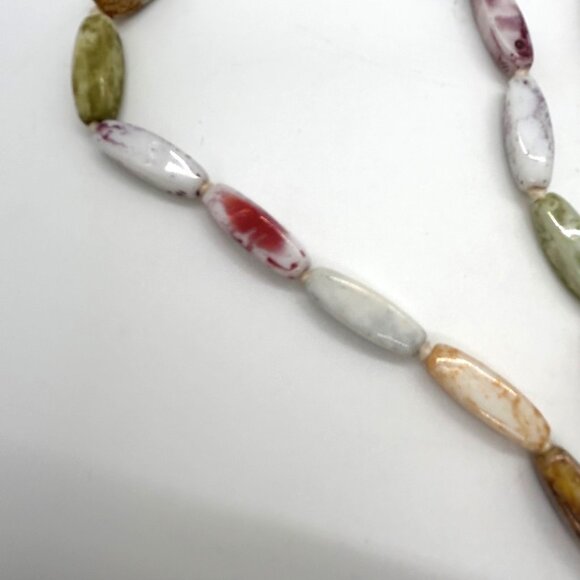 Vintage Multi-Color Glass Beaded Necklace 50" Hand Knotted With Spring Clasp - Picture 4 of 13